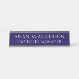 Mesa Placa de Nome de Título de Diretor Azul Elegante