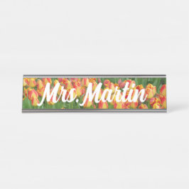 Mesa Placa de Nome de Tula Personalizada Vermelha e Ama