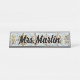 Mesa Placa de Nome do Azulejo Vintage Português