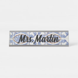 Mesa Placa de Nome do Azulejo Vintage Português