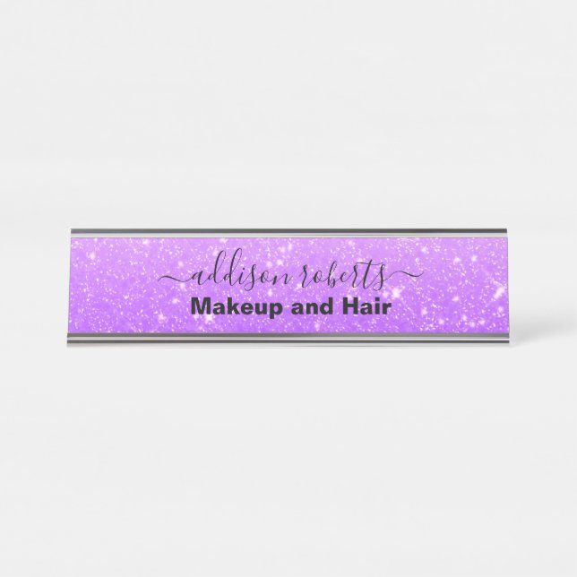 Mesa Placa de Nome do Business Desk Roxo Moderno (Frente)