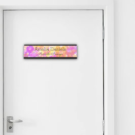 Mesa Placa de Nome do Monograma de Flor de Verão