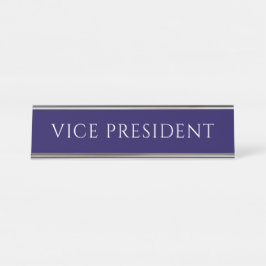 Mesa Placa de Nome do Vice-Presidente Azul Elegante