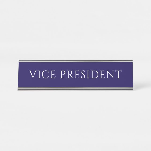 Mesa Placa de Nome do Vice-Presidente Azul Elegante (Frente)