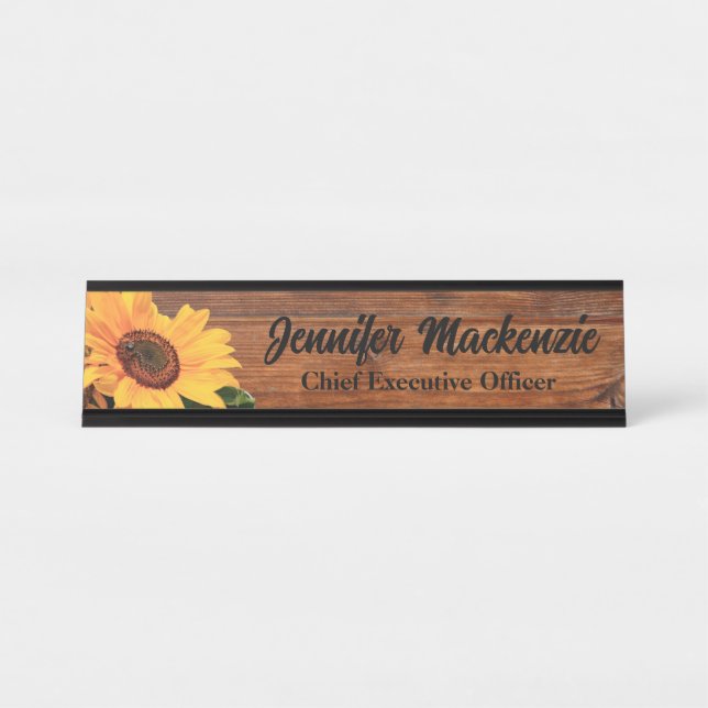 Mesa Placa de Nome Moderna Grão de Madeira Sinal de Mes (Frente)