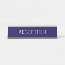 Placa de Nome para Balcão de Recepção Azul Elegant