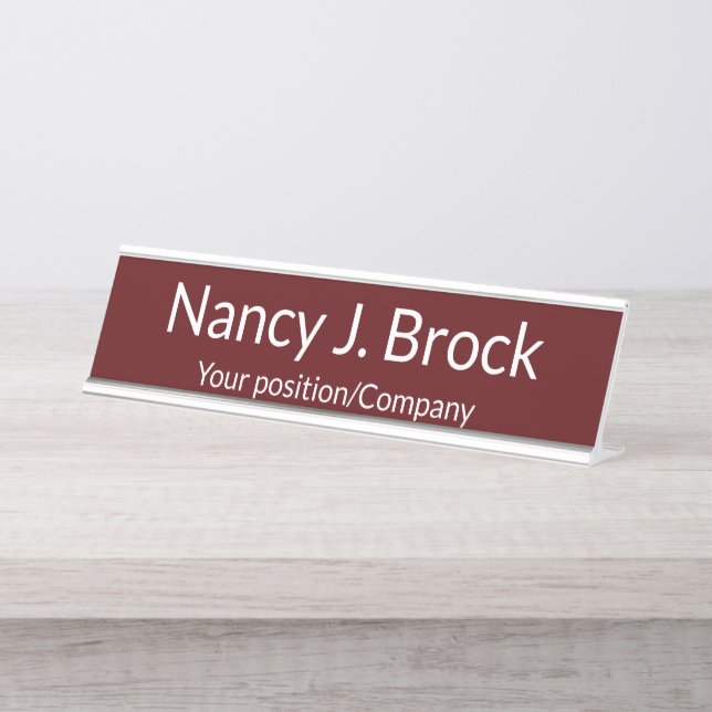 Mesa Placa de Nome Personalizada para Decoração de Escr (Frente)