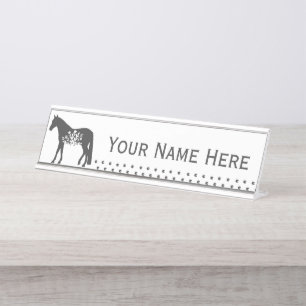 Mesa Placa de Nome Personalizável de Cavalo Floral em