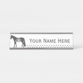 Mesa Placa de Nome Personalizável de Cavalo Floral em V