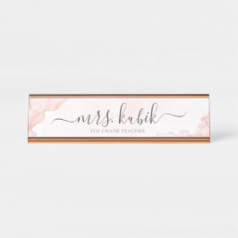 Mesa Placa de nome personalizável do mármore Dourado do