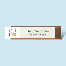 Mesa Placa de nome personalizável e alterável com logot