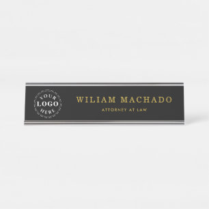 Mesa Placa de nome preto profissional para advogados
