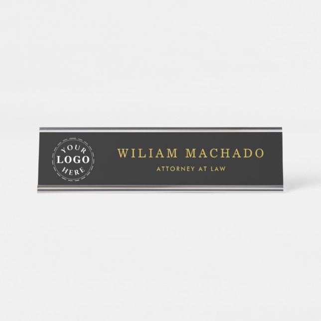 Mesa Placa de nome preto profissional para advogados (Frente)