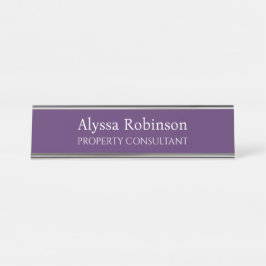 Mesa Placa de nome profissional roxa escura