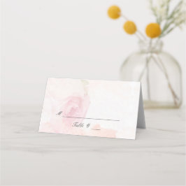 Mesa Rosa de Blush de Aquarela | Cartão de Local Dobrad