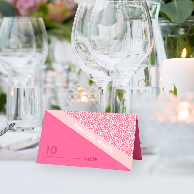 Mesa Rosas Geométricos Cartão de Local Dobrado Vermelho (Criador carregado)