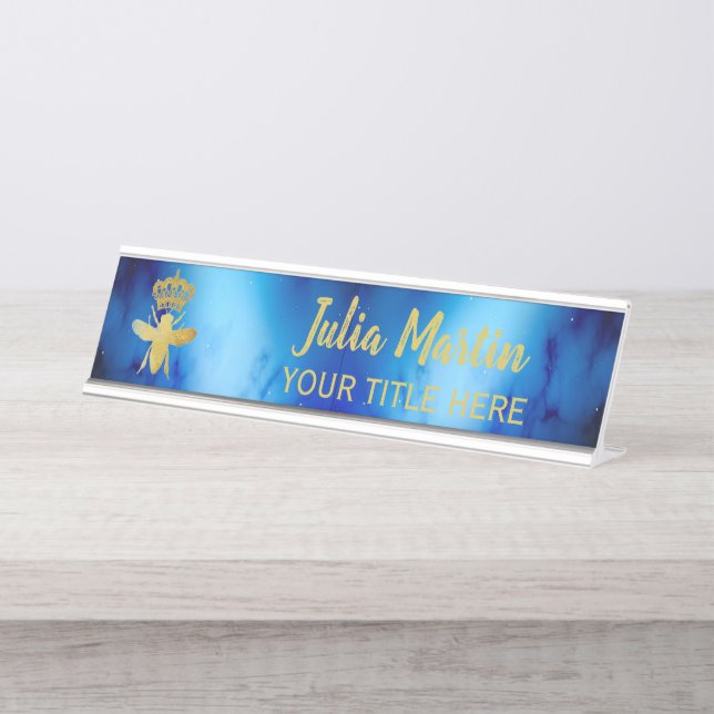 Mesa Titular da placa de nome azul estética da ABE com  (Frente)