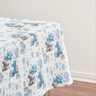 Mesa Toalha de mesa, Feliz 1º Aniversário Urso Teddy Az