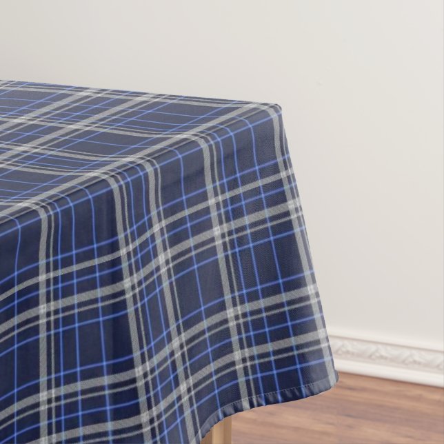 Mesa Toalha de Natal Xadrez Azul e Branco Clássico (Posição Original)