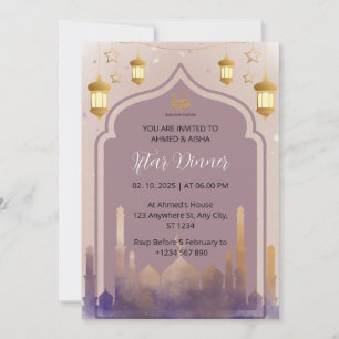 Mesquita de cor d'água ramadã de convite janto Ift