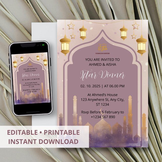 Mesquita de cor d'água ramadã de convite janto Ift (Criador carregado)