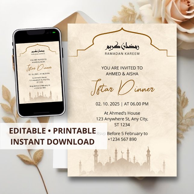 Mesquita de cor d'água ramadã de convite janto Ift (Criador carregado)