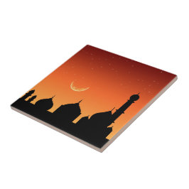 Mesquita Silhouette Evening Sky - Azulejo cerâmico