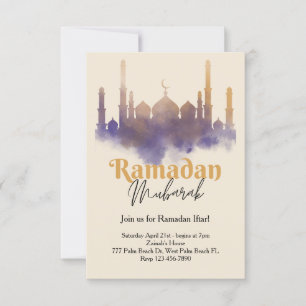 Mesquita Watercolor Ramadan Iftar Convite