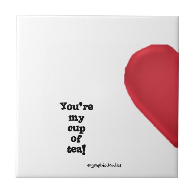 metade de um coração vermelho em um azulejo (Frente)