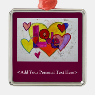 Metal Amar Ornamento de Palavras com Opção de Texto Pers
