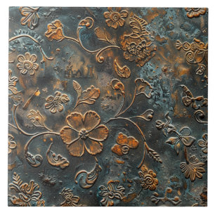 Metal Antigo Floral Enferrujado