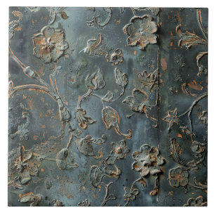 Metal Antigo Floral Enferrujado