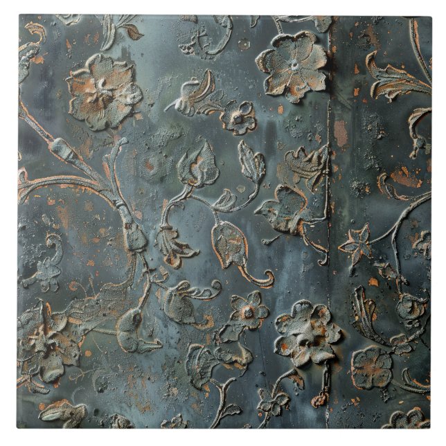 Metal Antigo Floral Enferrujado  (Frente)