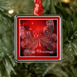 Metal Borboleta de Natal vermelha e branca Ornamento de 