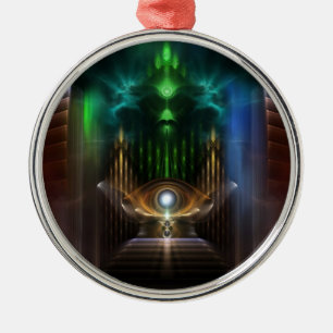 Metal Contemplando Ornamento Premium De Arte Fractal De 