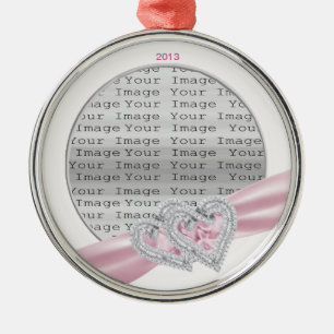 Metal Corações Personalizados Ornamento de Fita Rosa d
