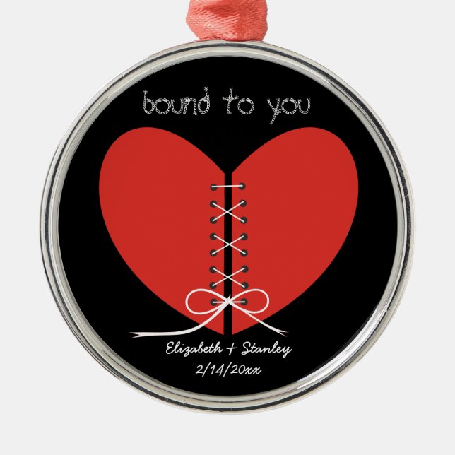 Metal Duas metades de coração atadas com ornamento de fi (Frente)