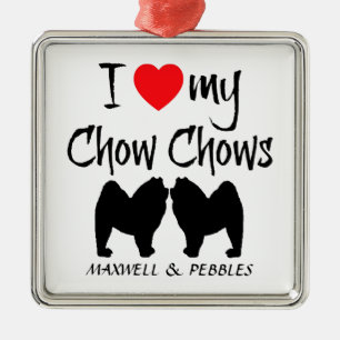 Metal Eu Amo Meu Ornamento De Cães De Chow