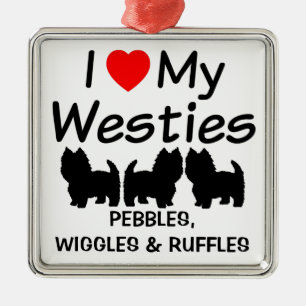 Metal Eu Amo O Meu Ornamento De Três Cães Westis
