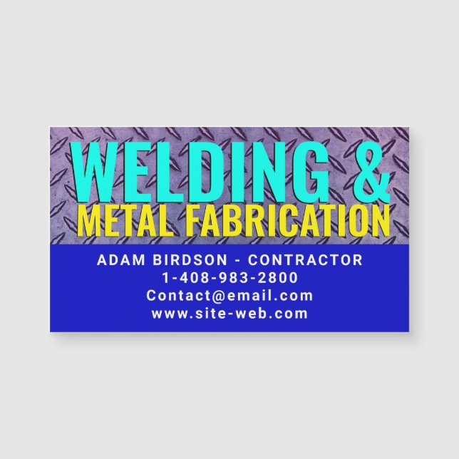Metal Fabrication & Welding Magnetic Business Card (Frente)