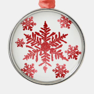 Metal Flocos de neve em ornamento vermelho