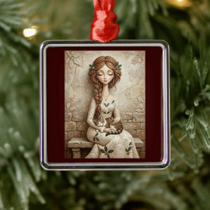 Metal Gato de Natal Caprichoso Ornamento de Donzela de I