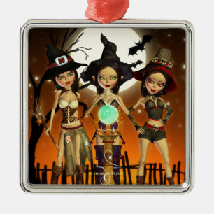 Metal Irmãs Três Ornamento de Prata Praça da Bruxa