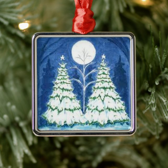 METAL **LUA DE NATAL E ÁRVORES** ORNAMENTO (Árvore)