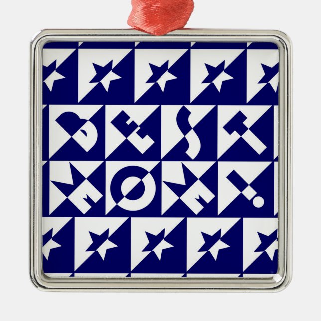 Metal Melhor Mãe Azul com Ornamento de Estrelas de Padrã (Frente)