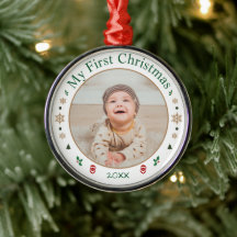 Meu Primeiro Ornamento de Foto de Natal do Bebê