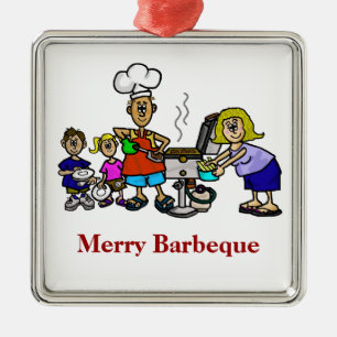 Metal Natal da Família Barbeque Feliz - Ornamento de Co