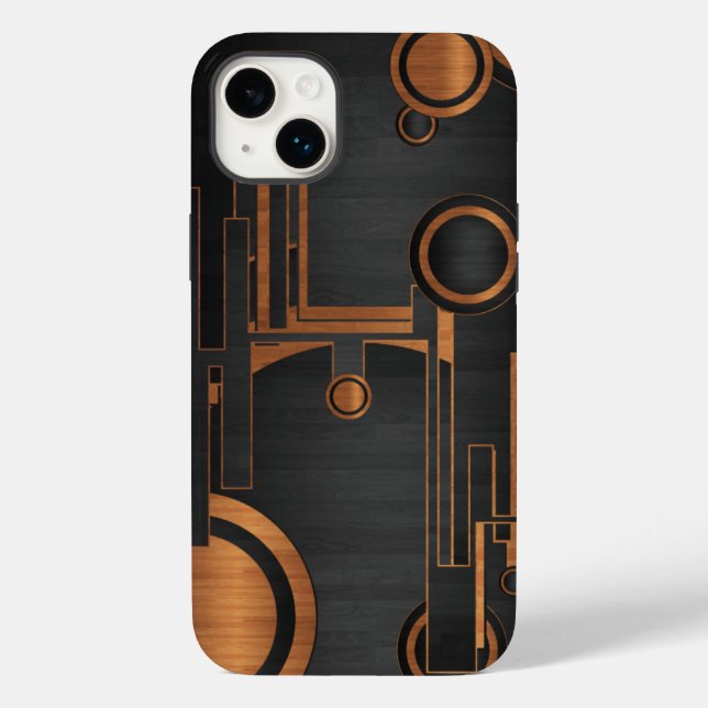 metal negro com círculos de madeira (Verso)