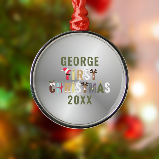 Metal O primeiro guardião de Natal do bebê é o ornamento (First Christmas Ornament for your little one's 1st Christmas. Just add their name. Lovely keepsake)