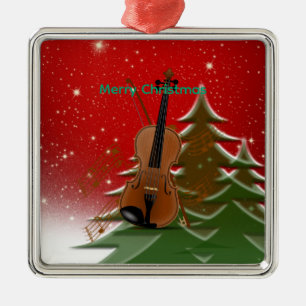 Metal Ornamento Cerâmico de Violino no Natal